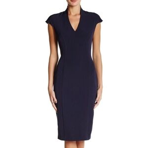NWT Alexia Admor Katrina Military Midi Sheath Dress Cap Sleeve